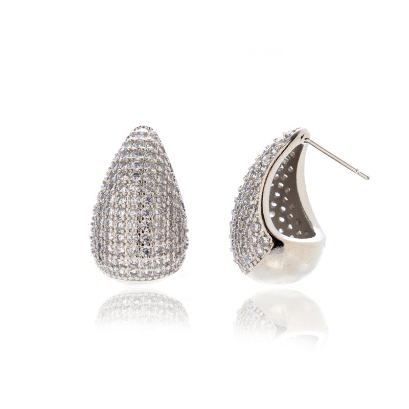 Swarovski Style Drop Stud in Silver