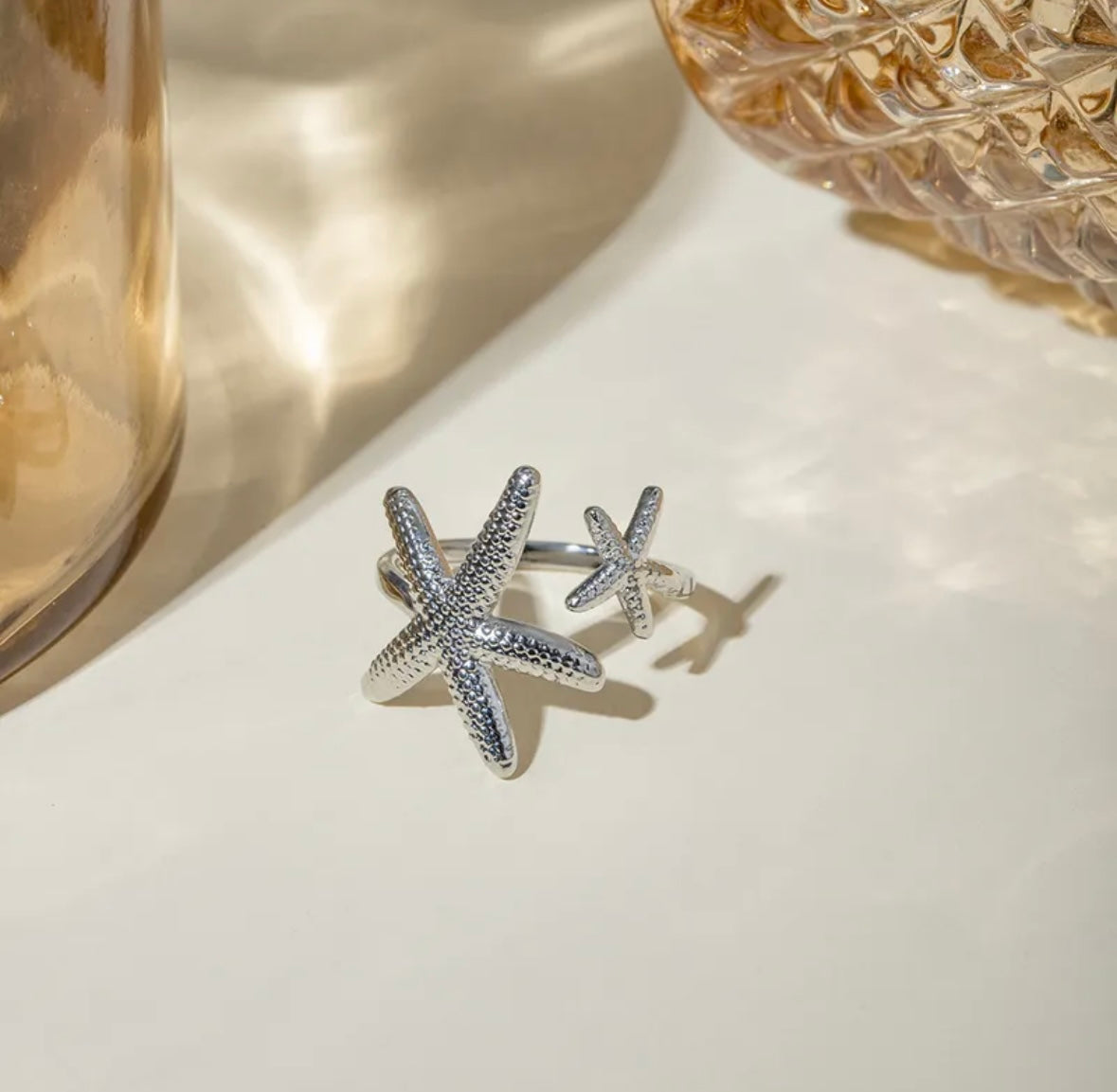 Double Star Silver Ring