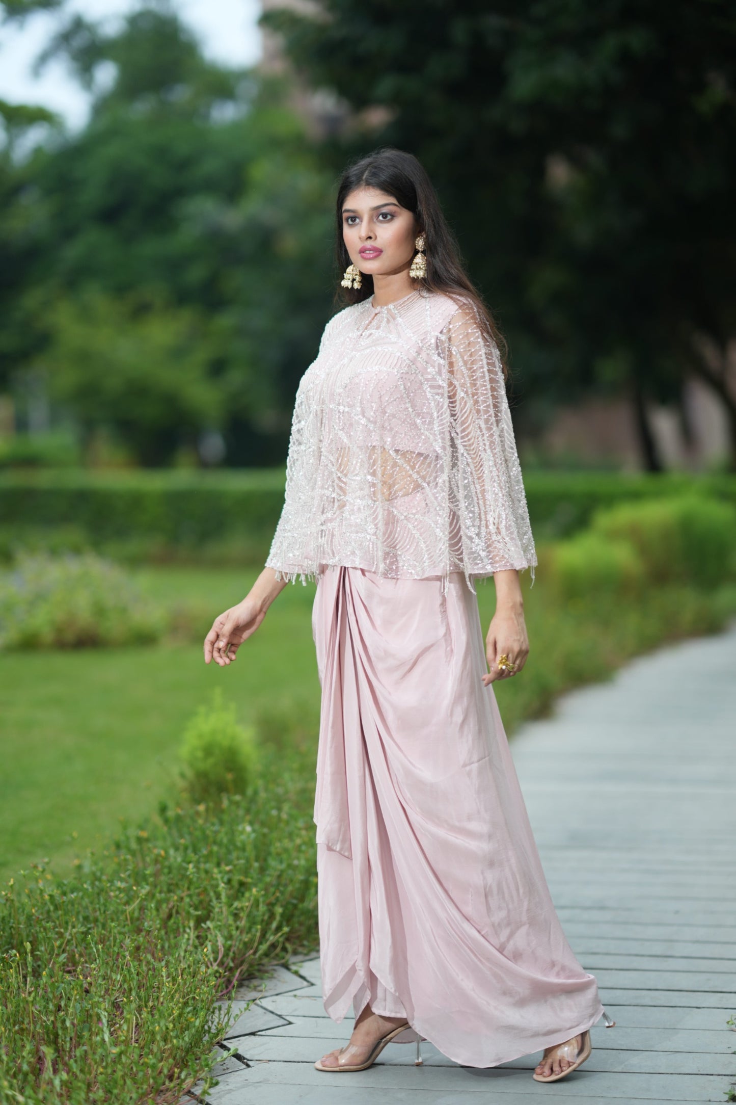 Embroidered Cape Style Outfit